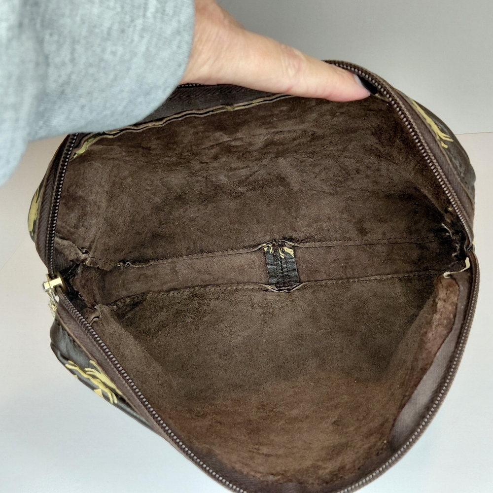Longchamp Brown Leather Toiletry Bag Vintage - Picture 8 of 10